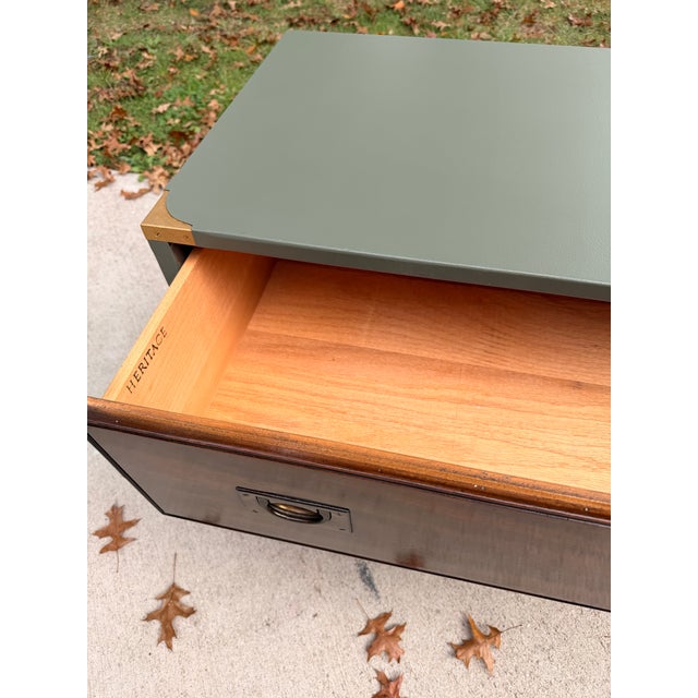 Heritage 1970s Heritage Small Dresser - Olive Green & Walnut Finish For Sale - Image 4 of 6