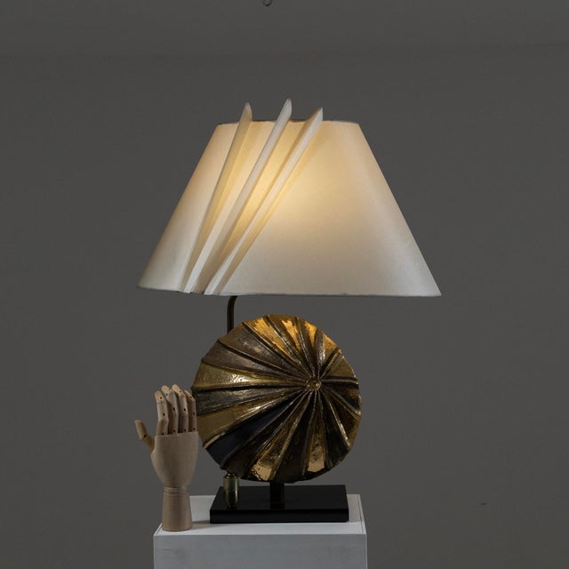 Golden Ceramic Table Lamp, 1960s For Sale - Image 4 of 12