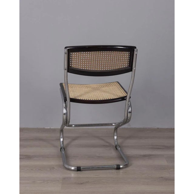 1960s Vintage Italian Chrome Metal and Vienna Straw Chairs, 1960s, Set of 4 For Sale - Image 5 of 11