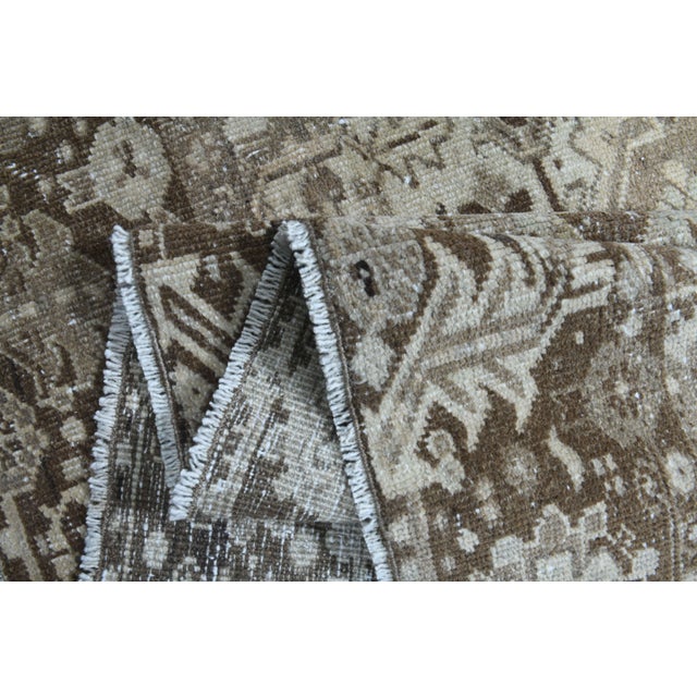 1960s Vintage Persian Handmade Wool Cotton Light Brown Area Rug For Sale - Image 10 of 11
