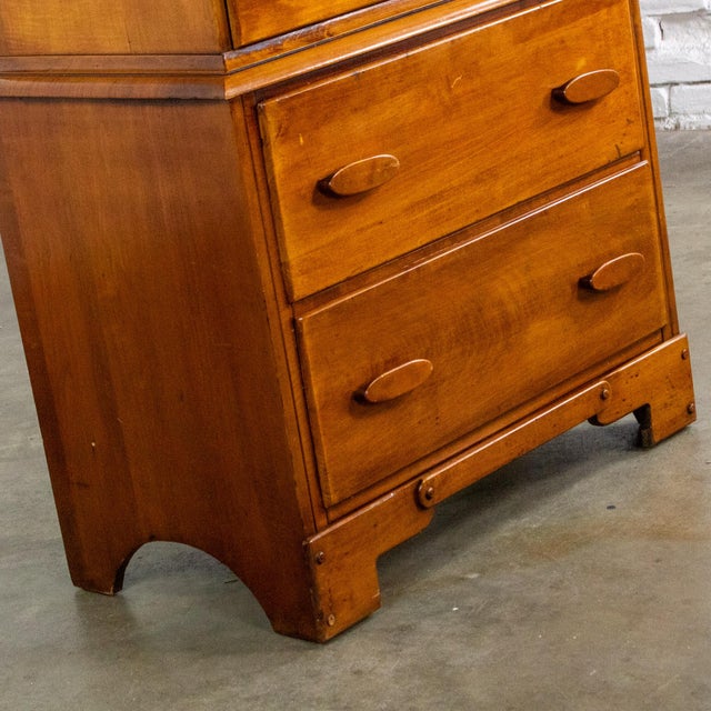 Wood 1930s to 1950s Transitional Solid Maple Tall Chest of Drawers With Hand Carved Pulls For Sale - Image 7 of 18