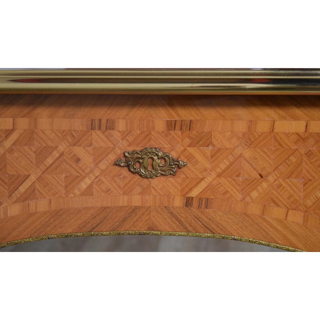 Early 20th Century Fine French Louis XVI Style Marquetry Executive Desk With Leather Top For Sale In Philadelphia - Image 6 of 16