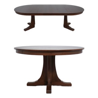 Stickley Round Mission Oak 52 Inch Dining Room Table For Sale
