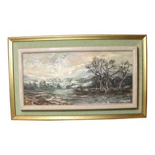 Vintage Heinz Stoecker Storm Landscape Abstract Expressionism Oil Painting Board For Sale