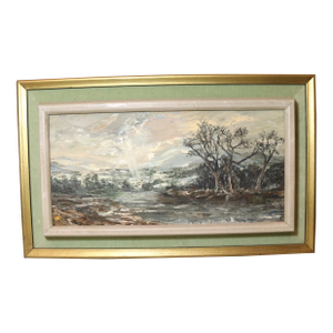 Vintage Heinz Stoecker Storm Landscape Abstract Expressionism Oil Painting Board