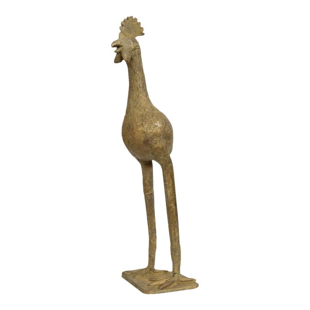 Vintage African Bronze Long Legged Bird For Sale