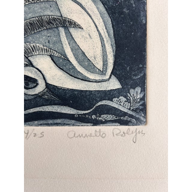 1960s Vintage Original Hand-Signed Annette Robyns Etching "Bird of Time" For Sale - Image 5 of 5