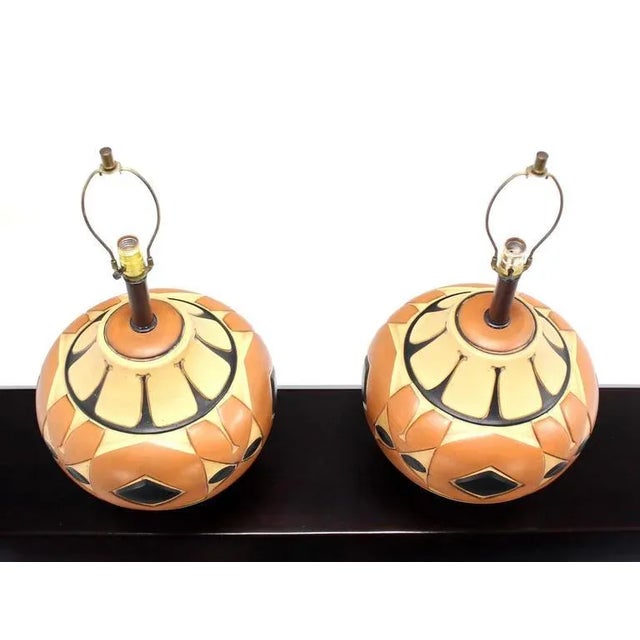 Mid-Century Modern Vintage Mid-Century Art Pottery Vase Table Lamps - A Pair For Sale - Image 3 of 8