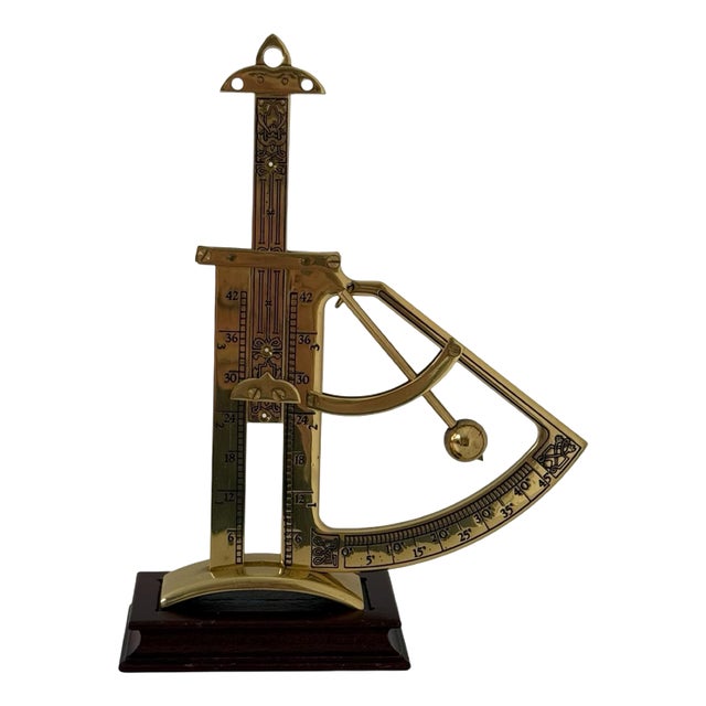 Gunners Level in Gold Plated Brass on Wooden Mount by Franklin Mint, 1987 For Sale