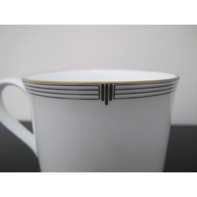 Elegant Spode cup and saucer set of 2 (2 cups and 2 saucers, 4 pieces total.) Art Deco style Opera pattern. White bone...