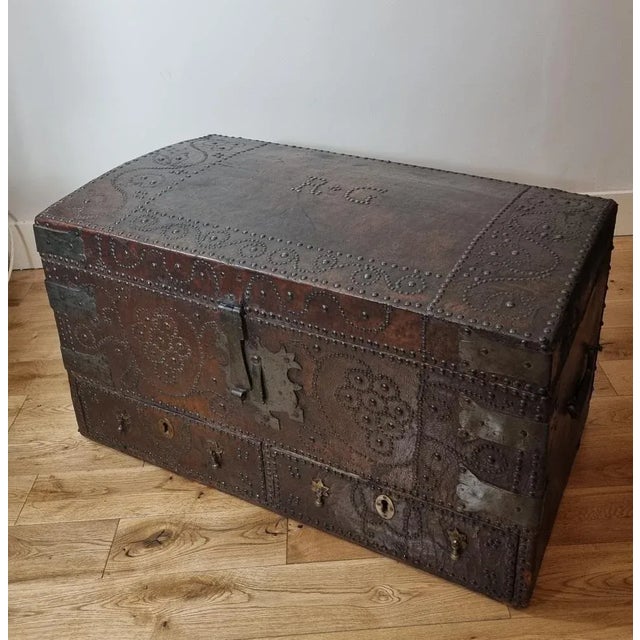 Late 17th century 1680- 1700, lovely deeply patinated leather exterior , created through centuries of polishing , handling...