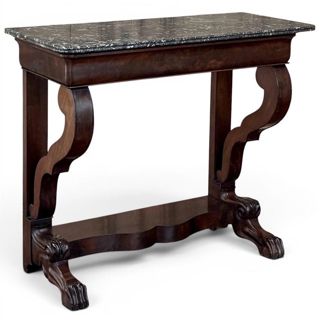 19th Century French Louis Philippe Period Mahogany Marble Top Console For Sale - Image 14 of 14