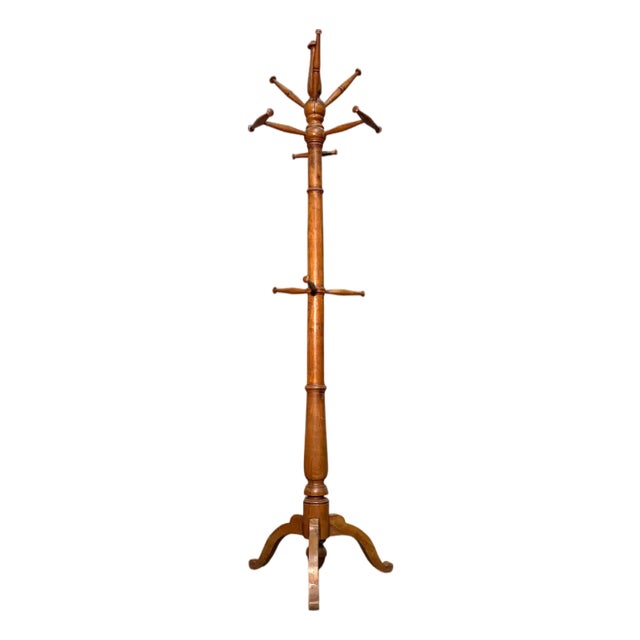 Cherrywood Standing Coat Rack For Sale