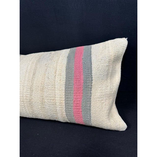 Turkish Hemp Pillow Cushion Natural Beige Gray Cushion Cover 14"x40" For Sale - Image 4 of 4