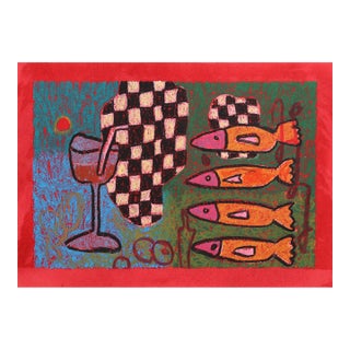 Still Life 3 - Original Bold Abstract Still Life Painting on Paper by Valerie Etitinwo For Sale