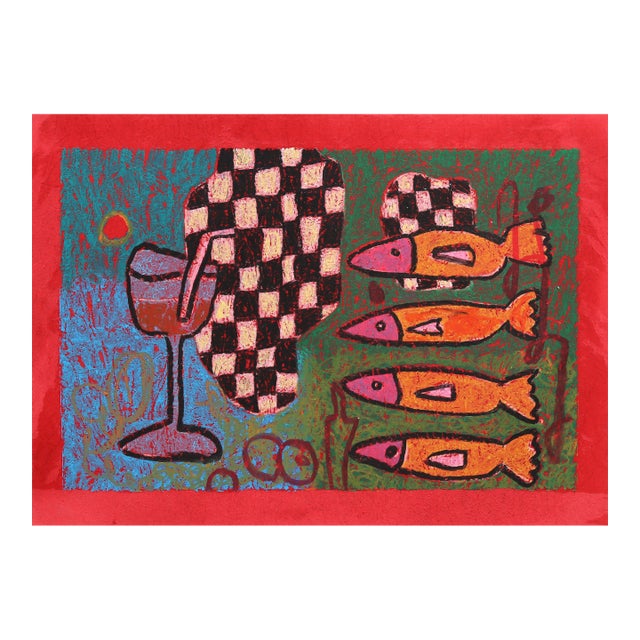 Still Life 3 - Original Bold Abstract Still Life Painting on Paper by Valerie Etitinwo For Sale