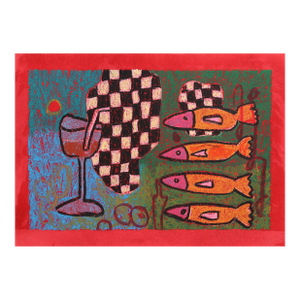 Still Life 3 - Original Bold Abstract Still Life Painting on Paper by Valerie Etitinwo