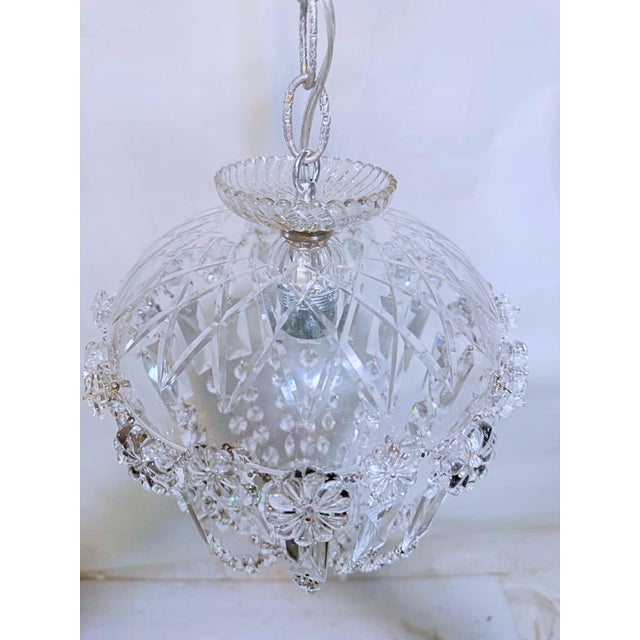 Silver 1960's Antique Crystal Basket-Style Pendant Chandelier For Sale - Image 8 of 12