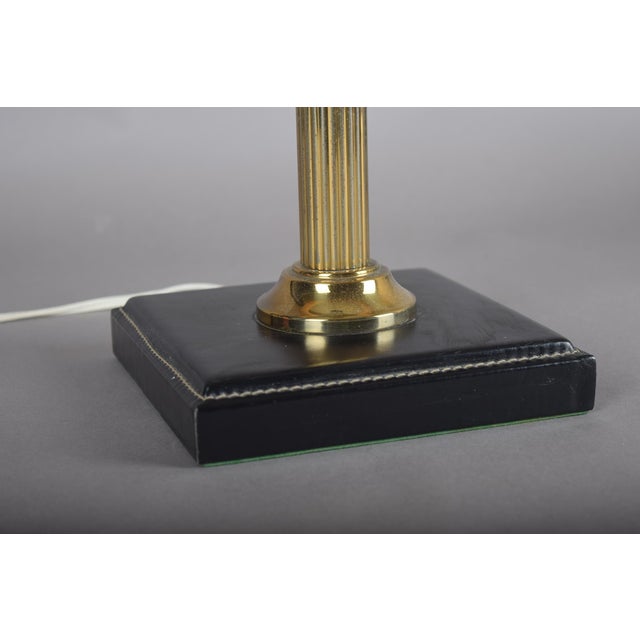 Mid-Century Modern French Table Lamp in Brass and Black Leather, 1960s For Sale - Image 10 of 14