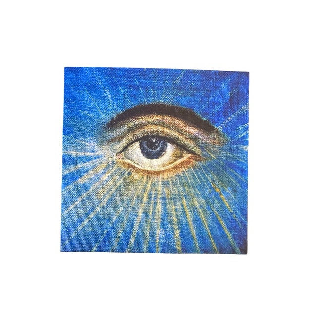 Contemporary Framed Vintage Evil Eye Lovers Eye Hand Painted on Canvas Protection of Evil For Sale - Image 3 of 4