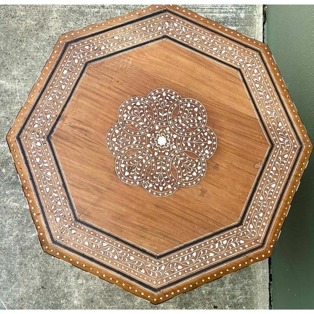 Vintage Inlaid Wood Octagonal Side Table For Sale - Image 11 of 12