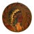 1900s Native American Indian Chief Pyrography Plaque Antique Hand Painted Folk Art Wood Wall Hanging Home Decor For Sale