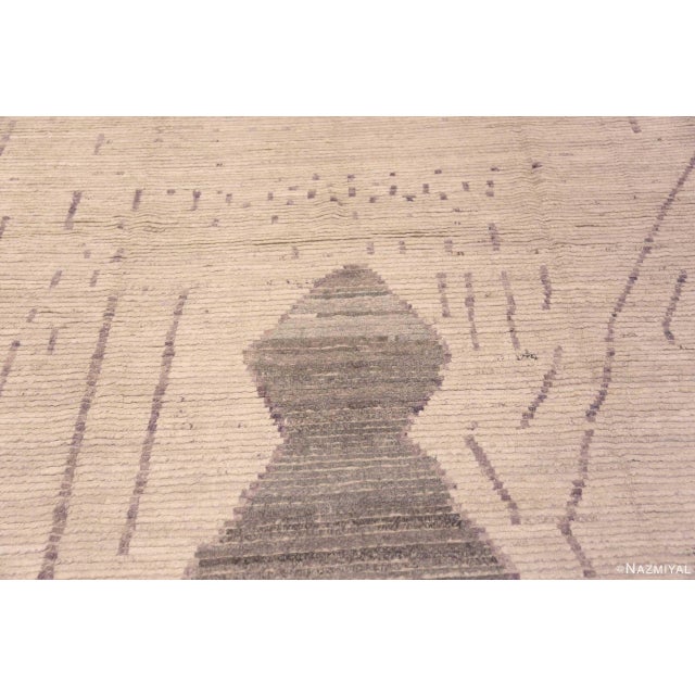 Nazmiyal Collection Minimalist Tribal Modern Moroccan Design Soft Light Color Area Rug For Sale - Image 4 of 8