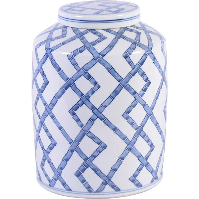Traditional Contemporary Service Items Bamboo Joints Round Tea Jar Vase For Sale - Image 3 of 3