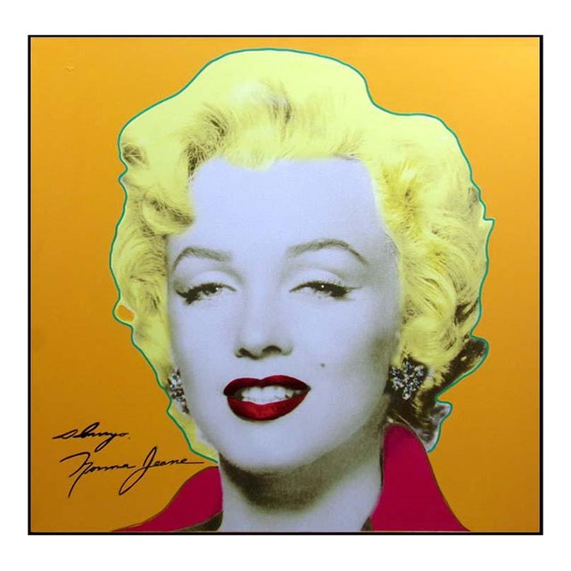 Steve Kaufman "Marilyn Monroe" Serigraph on Canvas Hand Signed# Orange Canvas For Sale