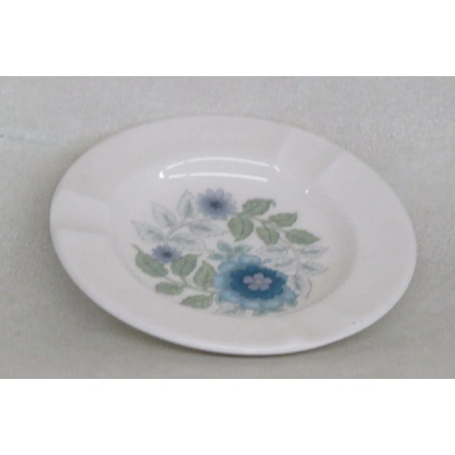 Late 20th Century Wedgwood Bone China Clementine R4445 Blue White Floral Ash Tray Dish For Sale - Image 5 of 11
