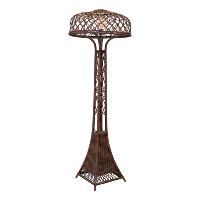 Wicker Floor Lamp by l.P.H. De Ridder Amsterdam, 1920s For Sale