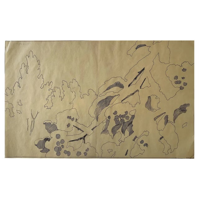 Emile Gallé, Study for a Marquetry Decoration Project, Drawing For Sale