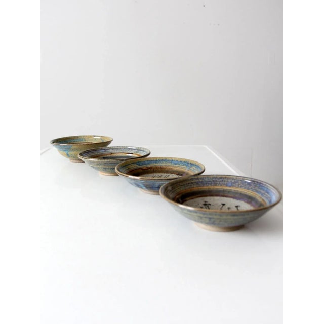 Contemporary Vintage Studio Pottery Bowls- Set of 4 For Sale - Image 3 of 13