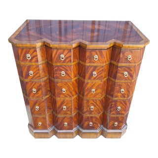 1990s Maitland-Smith Flame Mahogany Florentine Style Multi Drawer Collectors Chest For Sale