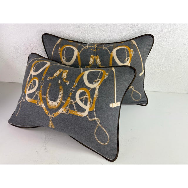 Handsome Cashmere Equestrian Pillows After Ralph Lauren/a Pair For Sale - Image 9 of 9
