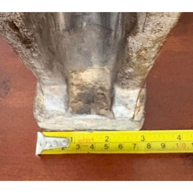 Late 20th Century Primitive Modern Sculptural Figure With Fiber Hair, African Inspired Carved Form, Brutalist Organic Decor For Sale In Indianapolis - Image 6 of 6