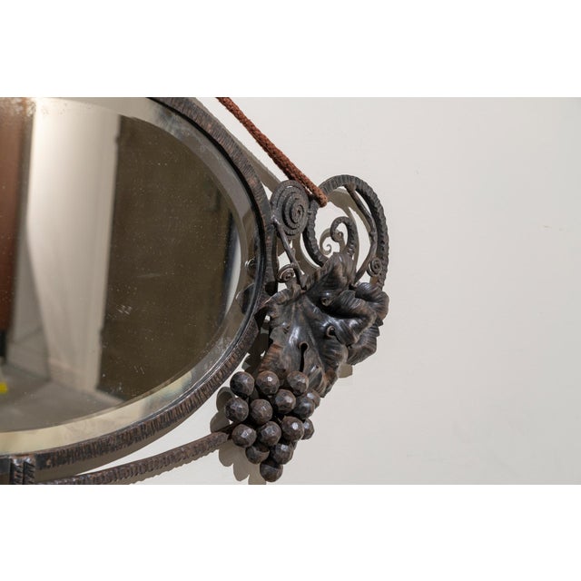 Art Deco Mirror in Hammered Iron, France, 1920s For Sale - Image 4 of 9