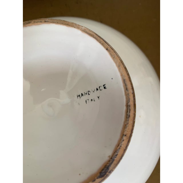 Vintage Italian Studio Footed Bowl With Hand Painted Gold Grapes Design For Sale - Image 4 of 6