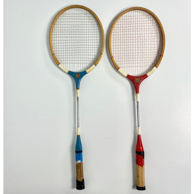 Tan Mid-Century Boho Chic Vintage Badminton Rackets - Set of 2. For Sale - Image 8 of 10