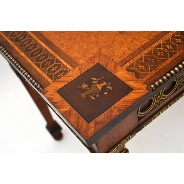 Antique French Inlaid Walnut Ormolu Mounted Desk, 1800s For Sale - Image 10 of 18