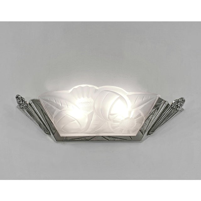 Art Deco 1930s Gilles & Degue French Art Deco Nickeled Bronze Wall Sconces - A Pair For Sale - Image 3 of 12