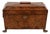 Antique Burl Walnut Tea Caddy With Claw Feet For Sale