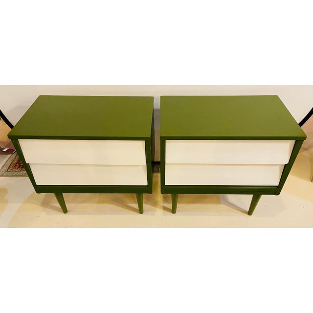 Mid Century Modern Two Tone Nightstands a Pair Chairish