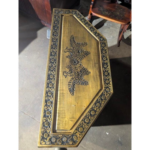 Wood Mid 20th Century Hand-Carved Peacock Corner Cabinet – Boho Indian Style Storage Hutch For Sale - Image 7 of 11