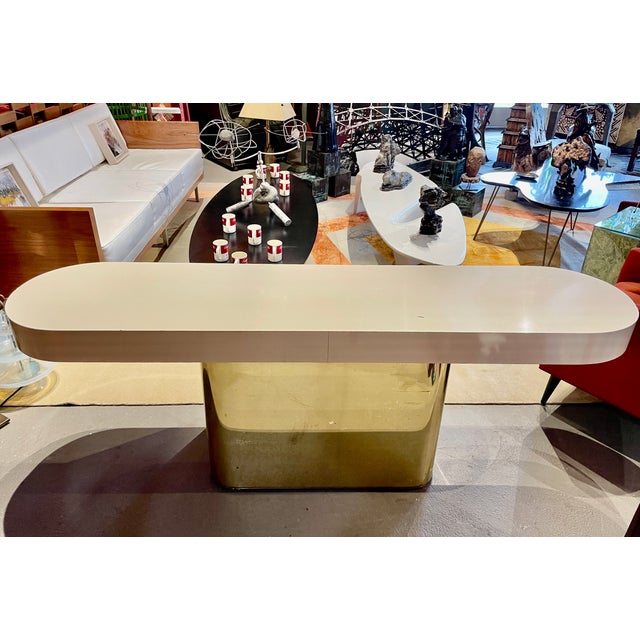 Metal Mid Century Modern Brass Console For Sale - Image 7 of 8