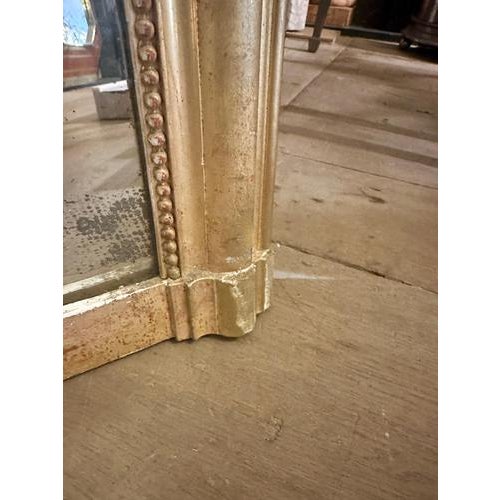 Tall Antique French Louis Philippe Gilt Domed Top Mirror, 1840 For Sale - Image 6 of 10