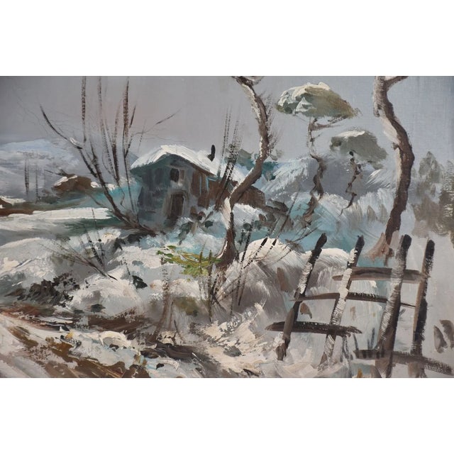 Antonio Divity (Italy, 1901-1993) Oil on Canvas, Winter Village Scene For Sale - Image 4 of 8