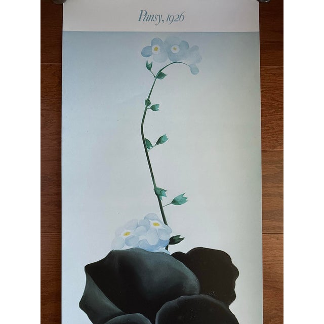 Vintage 1988 Georgia O'Keeffe "Pansy, 1926" Brooklyn Museum Large Format Exhibition Poster For Sale - Image 4 of 12