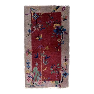 1920s Antique Handmade Art Deco Chinese Rug For Sale