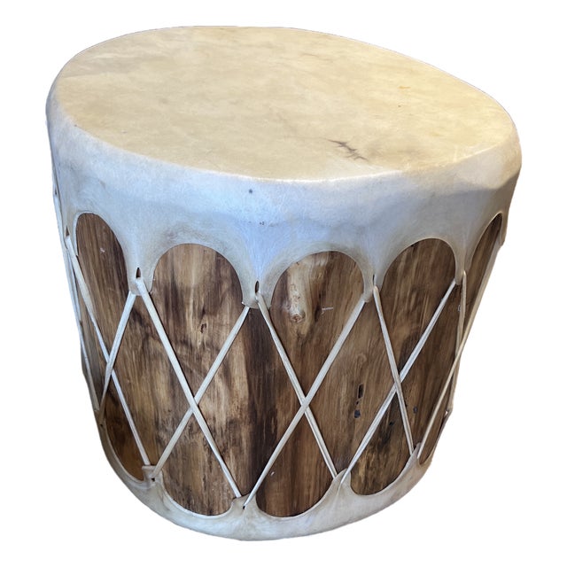 Native American Drum Side Table For Sale